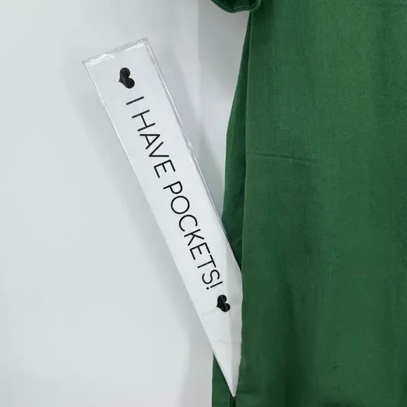 Maeve Anthropologie Green Flutter Sleeve Cotton Shift Dress Pockets Womens Sz XS - Picture 12 of 12